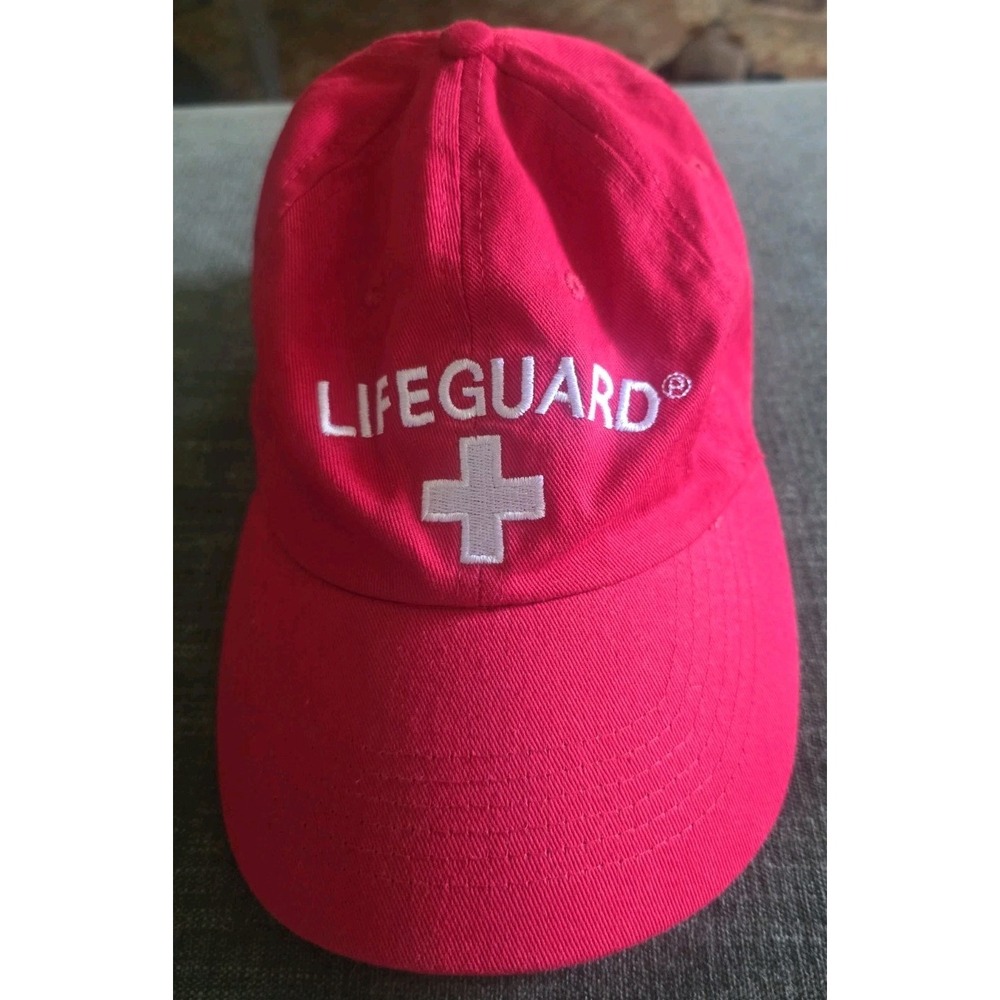 Lifeguard Official Red Adjustable Hat Baseball Cap Beach Embroidered One Size